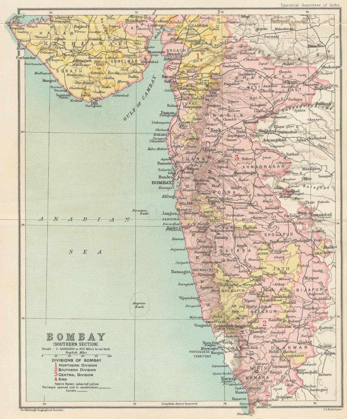 carte de la présidence de Bombay