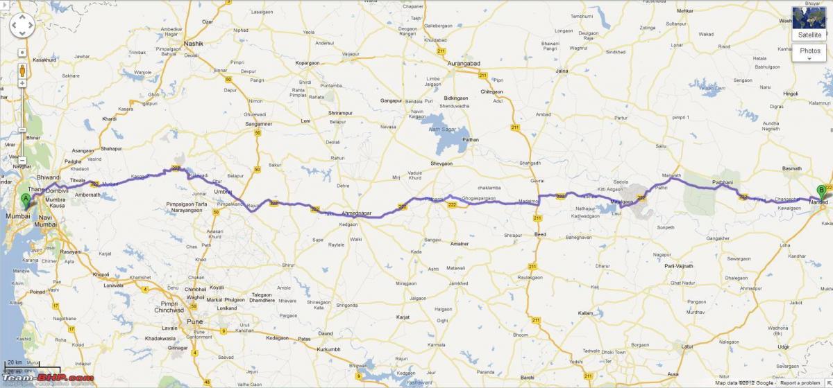 Mumbai nagpur autoroute la carte de l'itinéraire