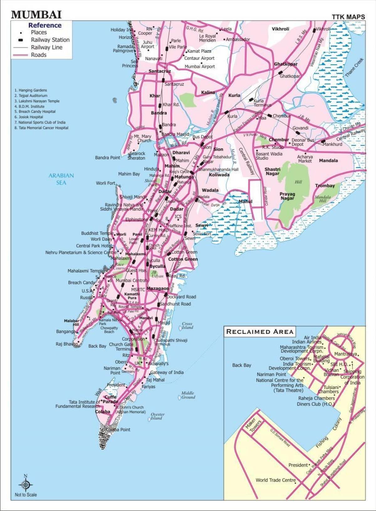 la carte de Bombay, la ville de
