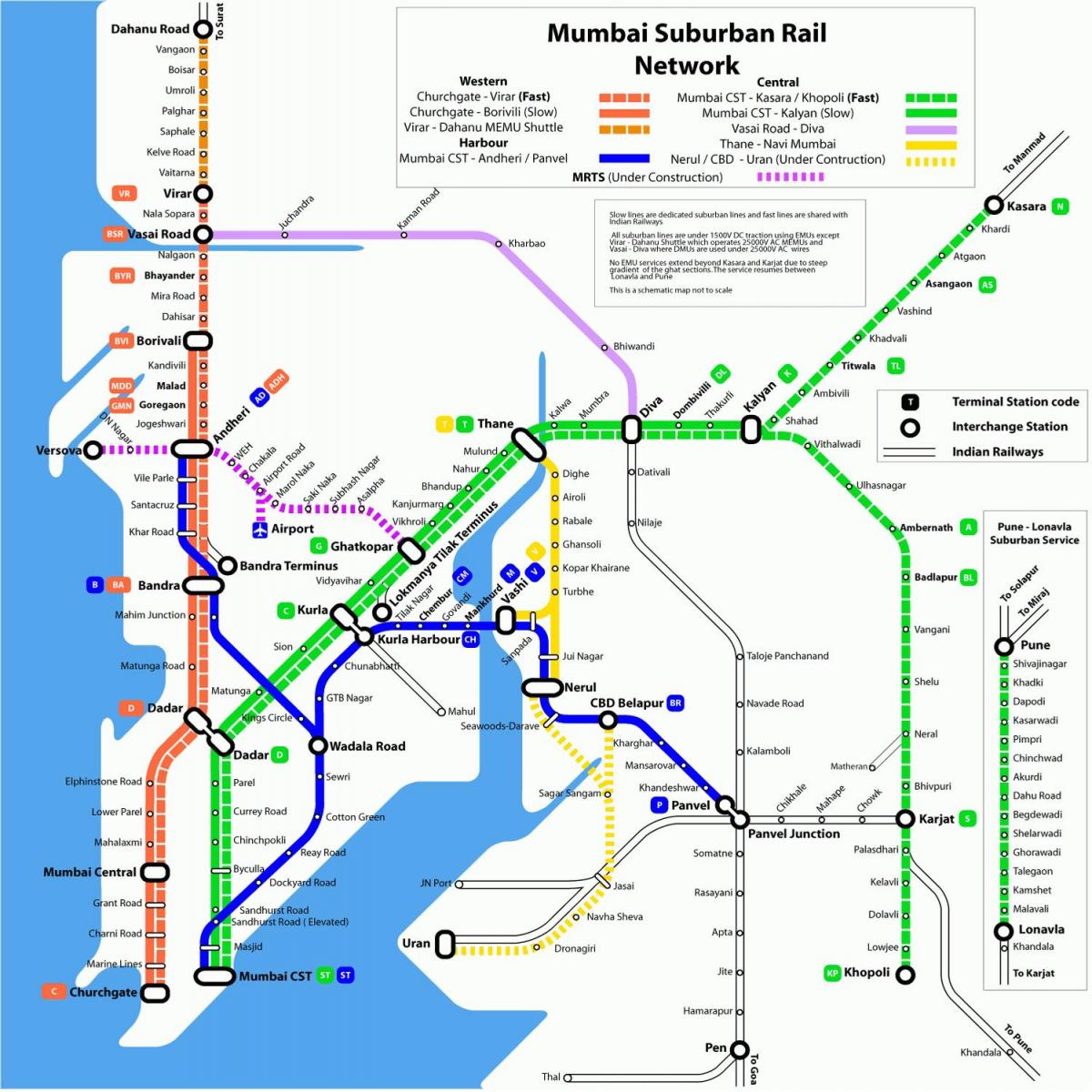carte ferroviaire de Mumbai