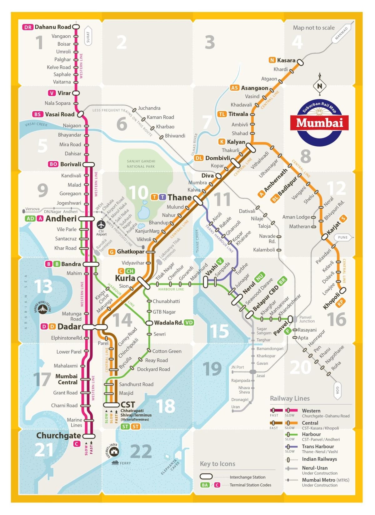 l'ouest de la ligne de la carte de Mumbai