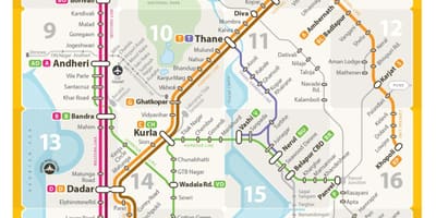 L'ouest de la ligne de la carte de Mumbai